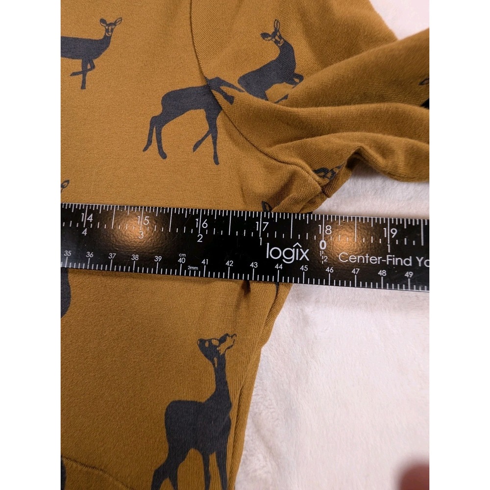 Boden Women's 10 Deer Print Dress Mustard Brown Navy Long Sleeve Fit & Flare - Picture 8 of 12
